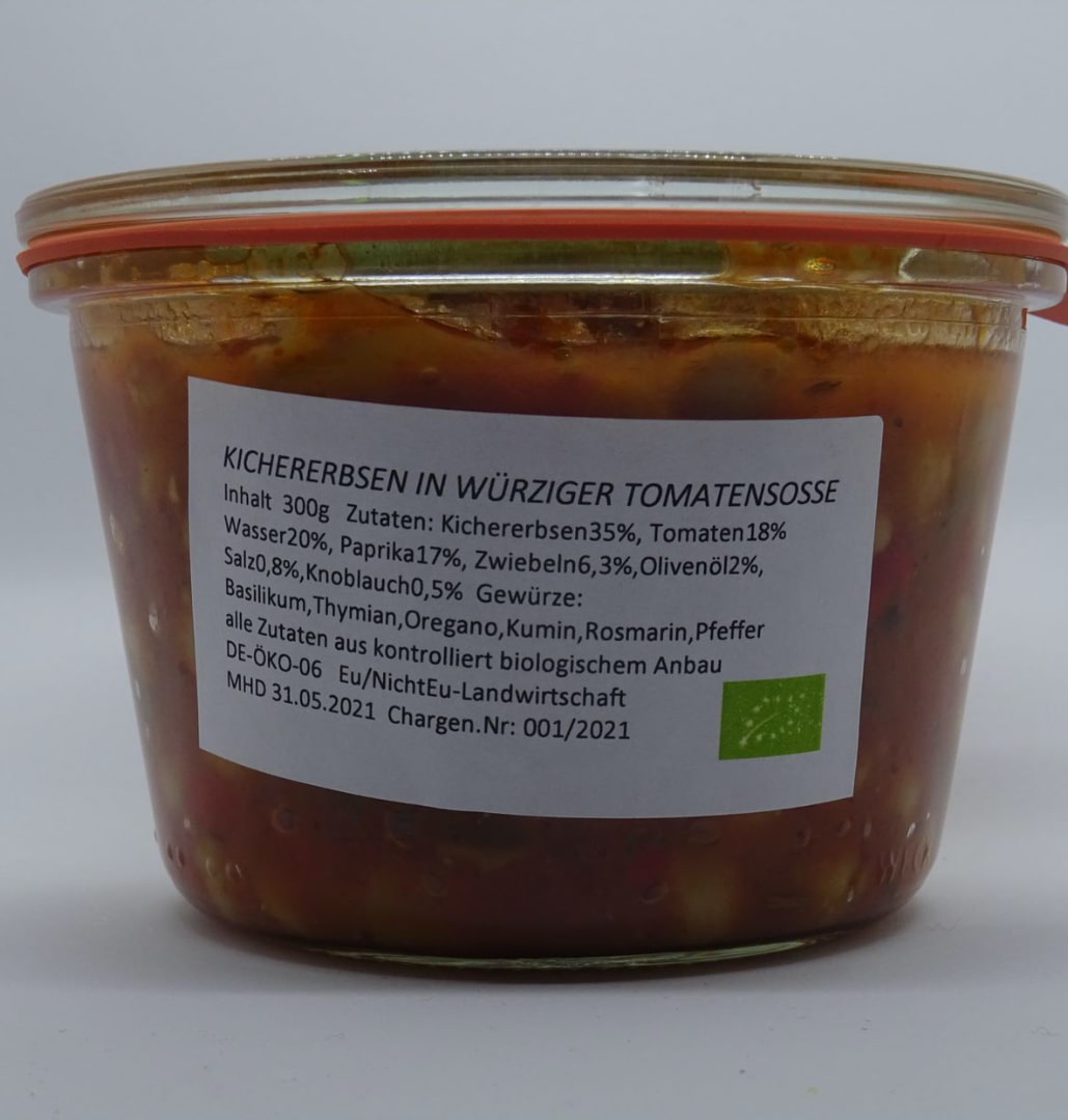 Kichererbsen in würziger Tomatensoße - 300g